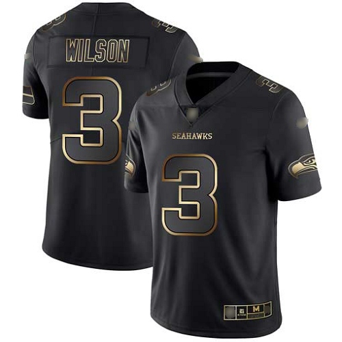 Seattle Seahawks Limited Black Gold Men Russell Wilson Jersey NFL Football 3 Vapor Untouchable